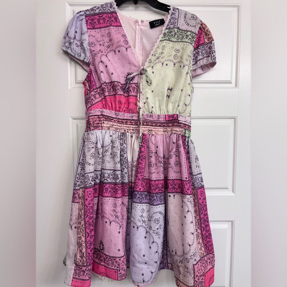 Vici Colorful Patchwork Mini Dress - image 3
